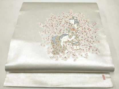 平和屋着物●加賀友禅の巨匠　初代　由水十久　西陣　長嶋成織物　ながしま帯　太鼓柄袋帯　幻花譜　瀞銀錦　正絹　逸品　CABM9996hy