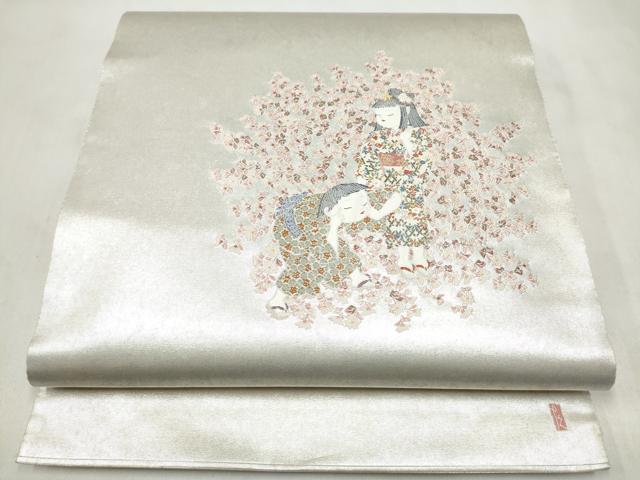 平和屋着物●加賀友禅の巨匠　初代　由水十久　西陣　長嶋成織物　ながしま帯　太鼓柄袋帯　幻花譜　瀞銀錦　正絹　逸品　CABM9996hy