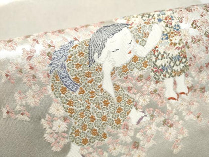 平和屋着物●加賀友禅の巨匠　初代　由水十久　西陣　長嶋成織物　ながしま帯　太鼓柄袋帯　幻花譜　瀞銀錦　正絹　逸品　CABM9996hy