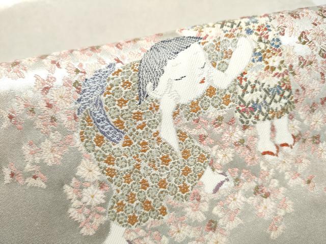 平和屋着物●加賀友禅の巨匠　初代　由水十久　西陣　長嶋成織物　ながしま帯　太鼓柄袋帯　幻花譜　瀞銀錦　正絹　逸品　CABM9996hy