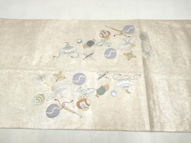 平和屋着物●加賀友禅の巨匠　初代　由水十久　西陣　長嶋成織物　ながしま帯　太鼓柄袋帯　紀の国　瀞銀錦　正絹　逸品　CABM9997hy