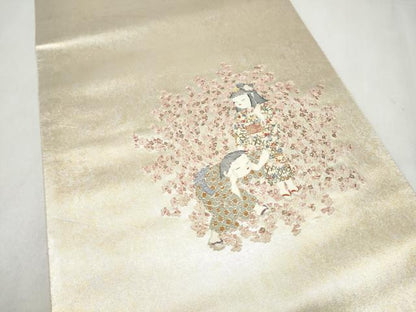 平和屋着物●加賀友禅の巨匠　初代　由水十久　西陣　長嶋成織物　ながしま帯　太鼓柄袋帯　幻花譜　瀞銀錦　正絹　逸品　CABM9998hy