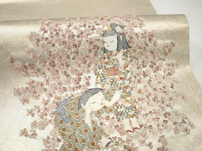 平和屋着物●加賀友禅の巨匠　初代　由水十久　西陣　長嶋成織物　ながしま帯　太鼓柄袋帯　幻花譜　瀞銀錦　正絹　逸品　CABM9998hy