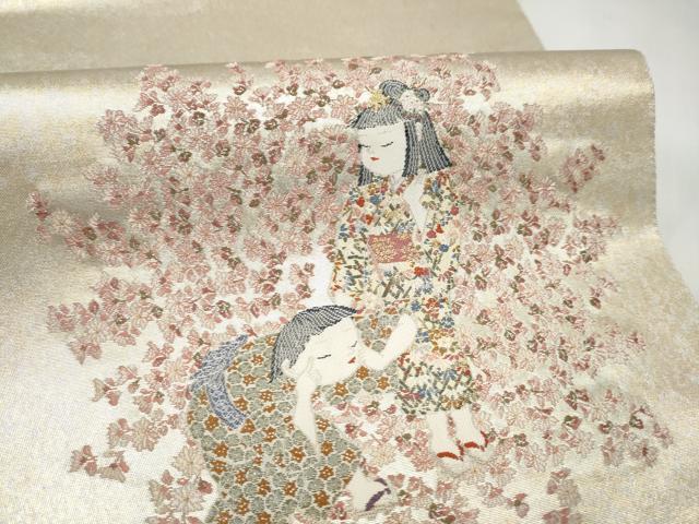 平和屋着物●加賀友禅の巨匠　初代　由水十久　西陣　長嶋成織物　ながしま帯　太鼓柄袋帯　幻花譜　瀞銀錦　正絹　逸品　CABM9998hy