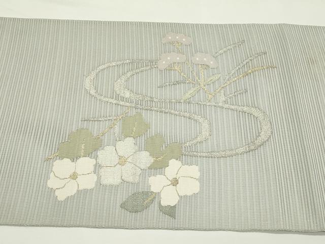 平和屋着物＊夏物　太鼓柄袋帯　絽綴れ　秋草文　金銀糸　正絹　逸品　未使用　CABN0001rv