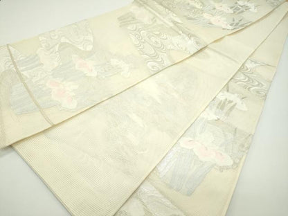 平和屋着物＊夏物　六通柄袋帯　杜若　銀糸　正絹　逸品　未使用　CABN0182rv