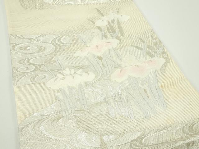 平和屋着物＊夏物　六通柄袋帯　杜若　銀糸　正絹　逸品　未使用　CABN0182rv