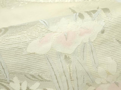 平和屋着物＊夏物　六通柄袋帯　杜若　銀糸　正絹　逸品　未使用　CABN0182rv