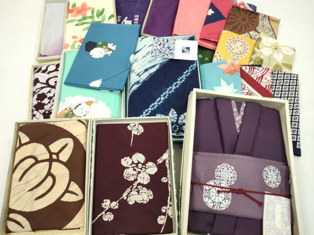 平和屋着物▼和装小物　風呂敷まとめて２０枚　袱紗付き　絞り　藍染　花菱　鮫小紋柄　三越扱い　伊勢丹扱い　未使用あり　CABN0806ju