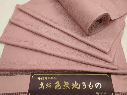 平和屋着物●色無地　反物　辻ヶ花地紋　紅梅色　丹後ちりめん　八掛付き　着尺　逸品　未使用　CABN0855ju