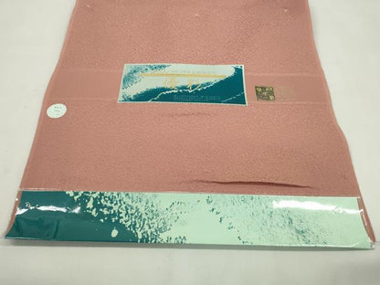 平和屋着物●色無地　反物　紋意匠　薄紅色　堅牢染　丹後ちりめん　八掛付き　着尺　逸品　未使用　CABN0858ju