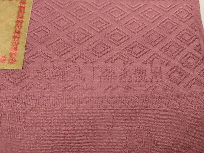 平和屋着物●色無地　反物　草花地紋　長春色　丹後ちりめん　八掛付き　着尺　逸品　未使用　CABN0861ju
