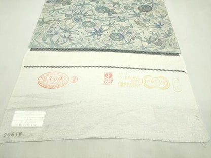 平和屋着物●小紋　反物　型染め　枝花文　丹後ちりめん　着尺　逸品　未使用　CABN0865ju