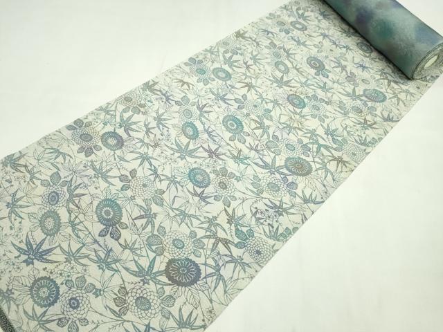 平和屋着物●小紋　反物　型染め　枝花文　丹後ちりめん　着尺　逸品　未使用　CABN0865ju