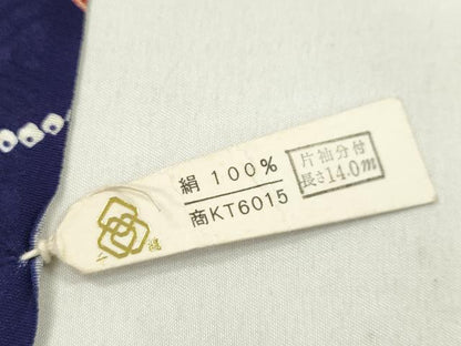 平和屋着物●創業460年・千總　小紋　反物　雪輪重ね舟花文　金彩　着尺　逸品　未使用　CABN0875ju