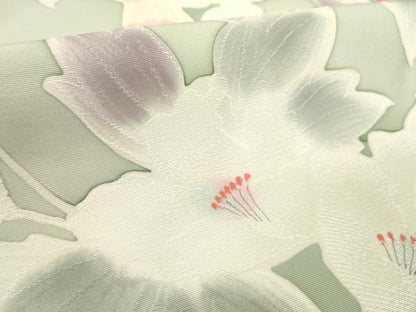平和屋着物●小紋　反物　地紋起こし　花　暈し染め　丹後ちりめん　着尺　逸品　未使用　CABN0879ju