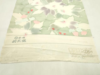 平和屋着物●小紋　反物　地紋起こし　花　暈し染め　丹後ちりめん　着尺　逸品　未使用　CABN0879ju