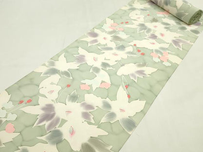 平和屋着物●小紋　反物　地紋起こし　花　暈し染め　丹後ちりめん　着尺　逸品　未使用　CABN0879ju