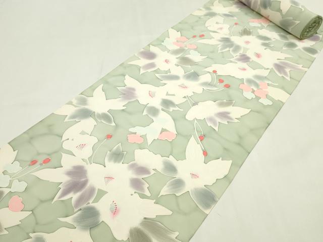 平和屋着物●小紋　反物　地紋起こし　花　暈し染め　丹後ちりめん　着尺　逸品　未使用　CABN0879ju