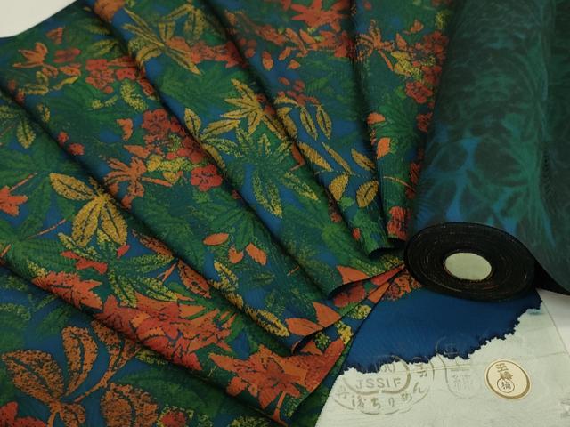 平和屋着物●小紋　反物　草花文　丹後ちりめん　着尺　逸品　未使用　CABN0880ju