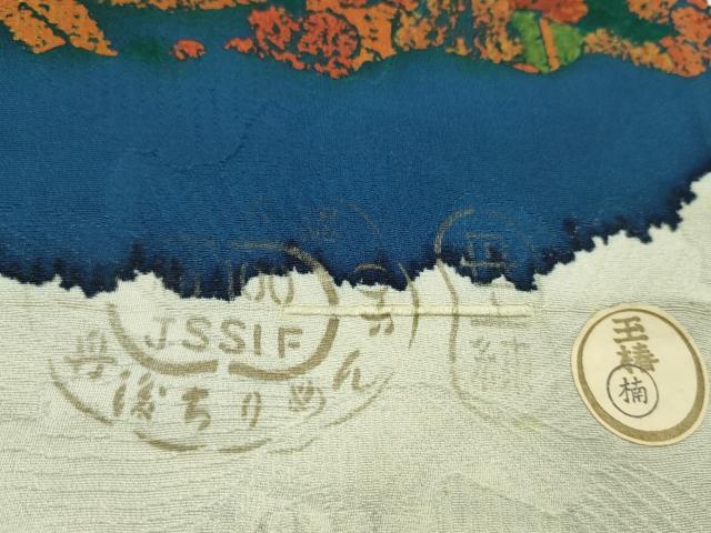 平和屋着物●小紋　反物　草花文　丹後ちりめん　着尺　逸品　未使用　CABN0880ju