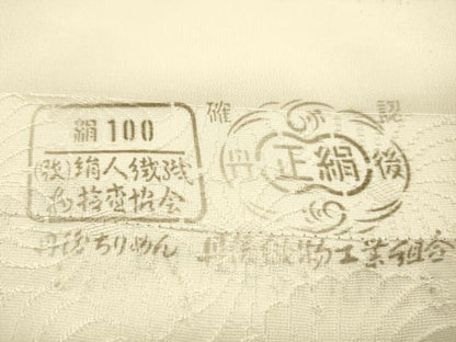 平和屋着物●小紋　反物　菊地紋　丹後ちりめん　着尺　逸品　未使用　CABN0883ju