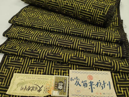 平和屋着物●久留米絣　反物　綿　秋名バラ柄　野村勝作　証紙付き　着尺　逸品　未使用　CABN0886ju