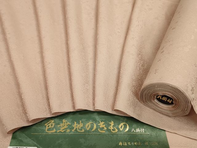平和屋着物●色無地　反物　万寿菊草花地紋　虹色　丹後ちりめん　八掛付き　着尺　逸品　未使用　CABN0895ju