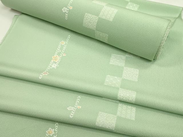 平和屋着物●小紋　反物　流水吉祥花文　着尺　逸品　未使用　CABN0897ju