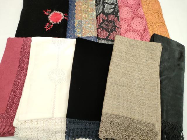 平和屋着物▼和装小物　ショールまとめて10点　刺繍　絞り　ベルベット　ツイード　レース　リボンヤーン　未使用多数　CABN0936ju