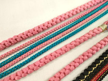 平和屋着物▼和装小物　帯締め３本セット　振袖用　飾り付き　パール　飾り玉　マゼンタ　黒　桃色　金糸　逸品　CABN0947ju
