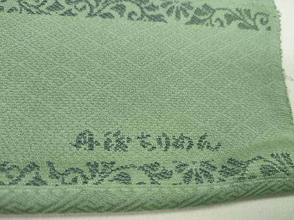 平和屋着物●色無地　反物　紋意匠　薄緑色　堅牢染　丹後ちりめん　八掛付き　着尺　逸品　未使用　CABN1010ju