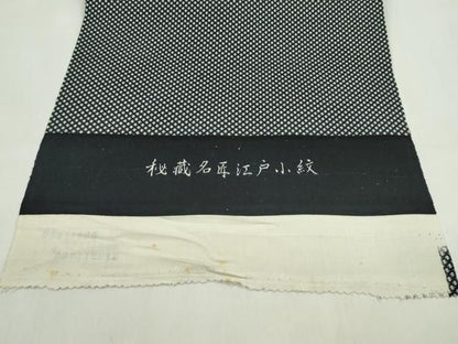 平和屋着物●江戸小紋　反物　分銅　黒地　着尺　逸品　未使用　CABN1018ju