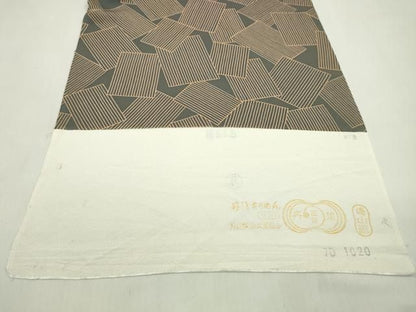 平和屋着物●小紋　反物　色紙重ね縞文　丹後ちりめん　着尺　逸品　未使用　CABN1021ju