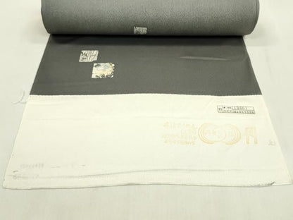 平和屋着物●小紋　反物　型染め　破れ色紙枝花文　黒橡色　丹後ちりめん　着尺　逸品　未使用　CABN1024ju