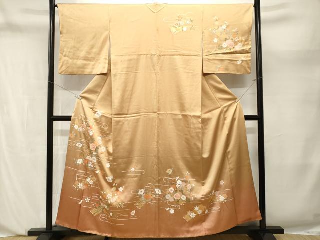 平和屋着物■訪問着　花筏文　暈し染め　金彩　正絹　逸品　CABN1202ev