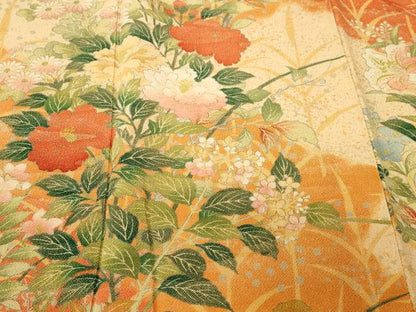 平和屋着物■訪問着　芒草花文　暈し染め　鬼しぼ縮緬　正絹　逸品　CABN1204ev