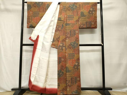 平和屋着物■上質な小紋　切嵌更紗吉祥花文　やまと誂製　正絹　逸品　CABN1208ev