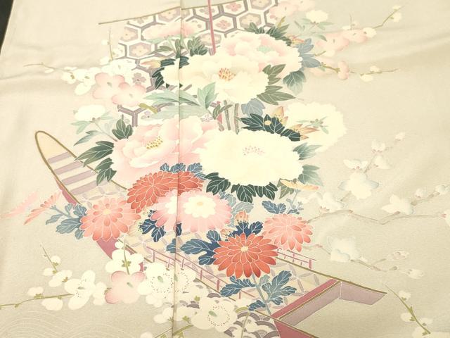 平和屋着物■訪問着　作家物　几帳舟花文　仮絵羽　上代25万　逸品　未使用　CABN1210ev