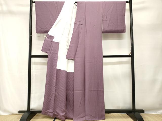 平和屋着物■上質な色無地　斜線文　古代紫色　正絹　逸品　CABN1213ev