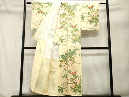 平和屋着物■小紋　草花文　洗える着物　CABN1216ev