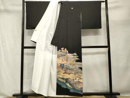平和屋着物■豪華黒留袖　作家物　駒刺繍　人物御所解文　暈し染め　金彩　正絹　逸品　CABN1218ev
