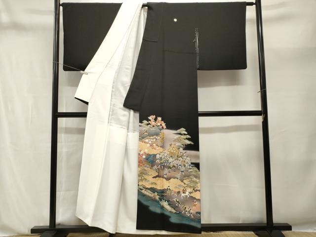 平和屋着物■豪華黒留袖　作家物　駒刺繍　人物御所解文　暈し染め　金彩　正絹　逸品　CABN1218ev