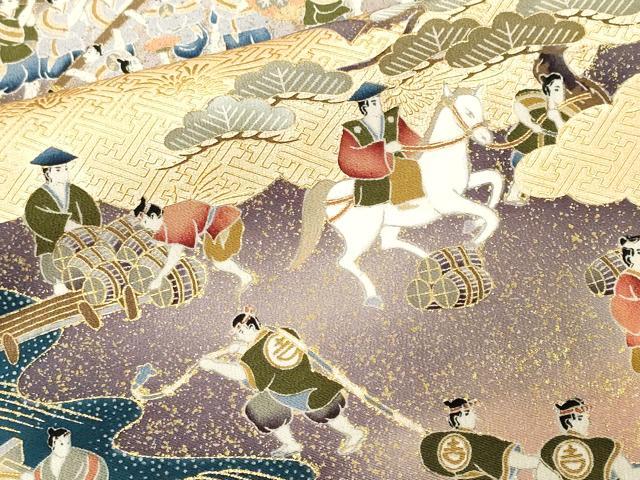 平和屋着物■豪華黒留袖　作家物　駒刺繍　人物御所解文　暈し染め　金彩　正絹　逸品　CABN1218ev