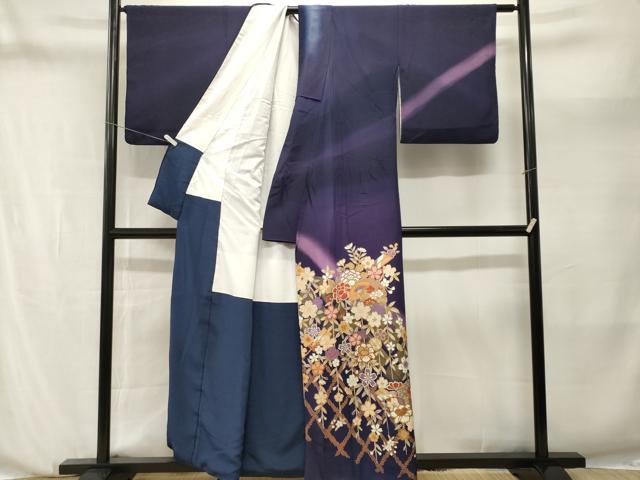 平和屋着物■訪問着　籬雪輪飛鶴枝垂れ花文　暈し染め　金彩　正絹　逸品　CABN1219ev