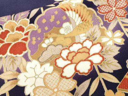 平和屋着物■訪問着　籬雪輪飛鶴枝垂れ花文　暈し染め　金彩　正絹　逸品　CABN1219ev