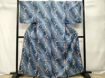平和屋着物■小紋　洗える着物　斜線枝垂れ桜文　CABN1221ev