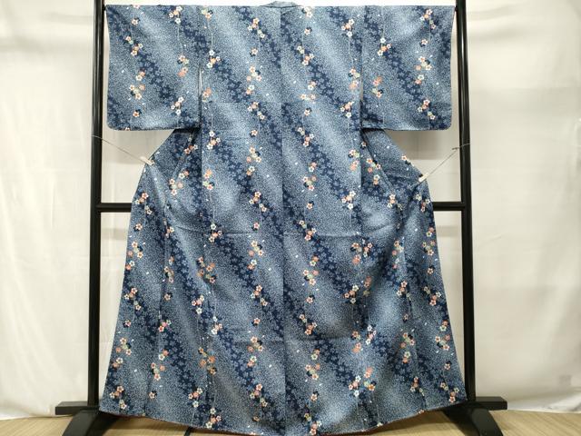 平和屋着物■小紋　洗える着物　斜線枝垂れ桜文　CABN1221ev