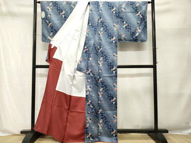 平和屋着物■小紋　洗える着物　斜線枝垂れ桜文　CABN1221ev