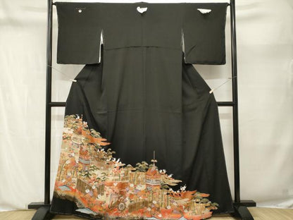 平和屋着物■豪華黒留袖　松竹梅　鉾花文　暈し染め　金彩　正絹　逸品　未使用　CABN1223ev